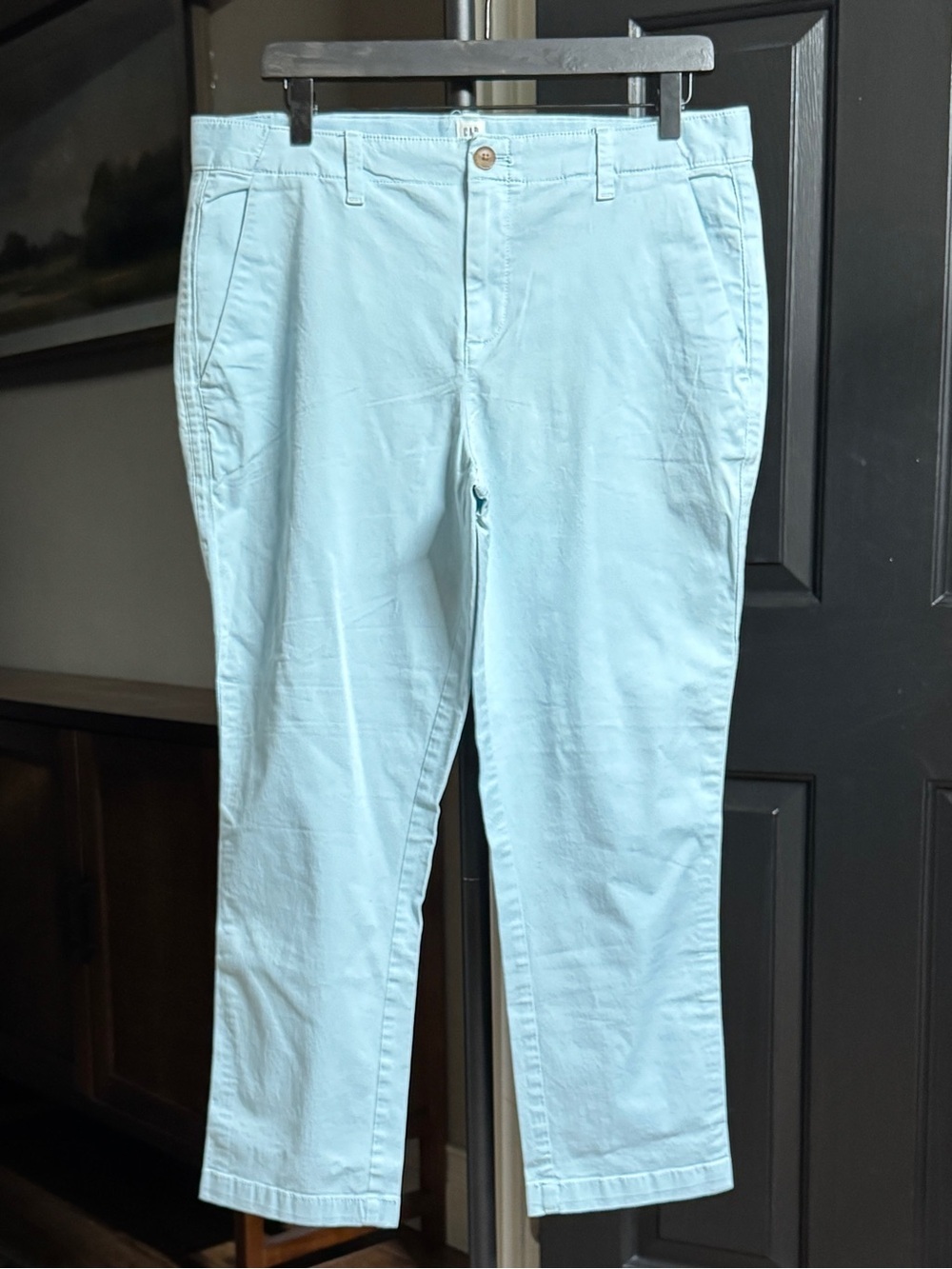 {GAP} "Girlfriend Chinos" Short Light Blue Straight Leg Khaki Casual Pants WP8